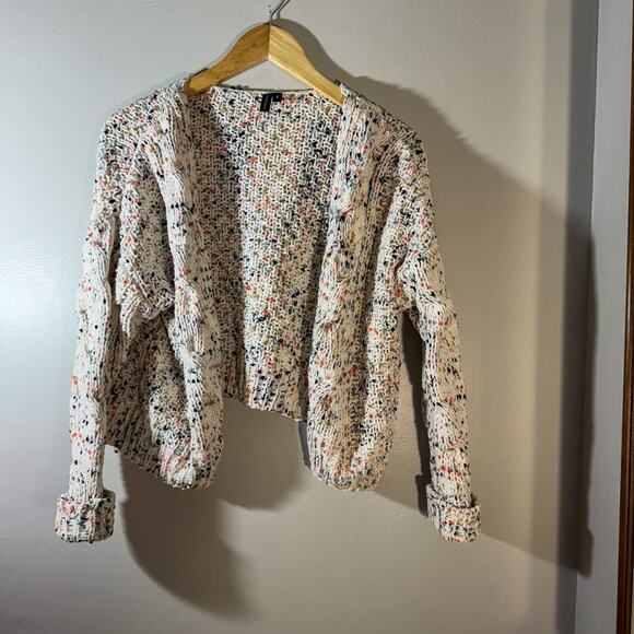 Moon & Madison Confetti Popcorn Sweater Cropped Chunky Knit Small Oversized - Picture 1 of 5